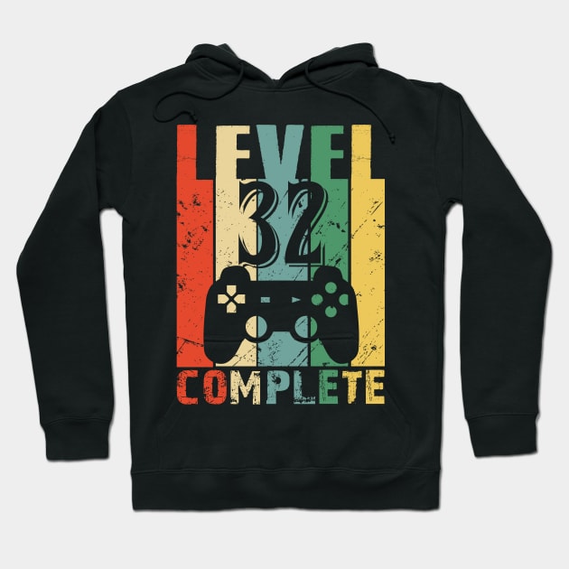 Vintage 32th Wedding Anniversary Level 32 Complete Funny Video Gamer Birthday Gift Ideas Hoodie by smtworld